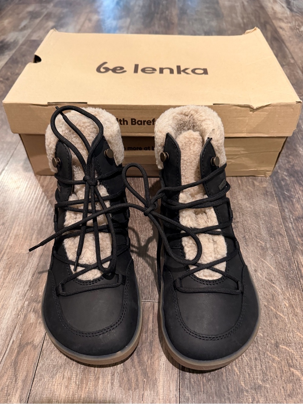 Be Lenka Women's Black Shearling Lace-Up Ankle Booties